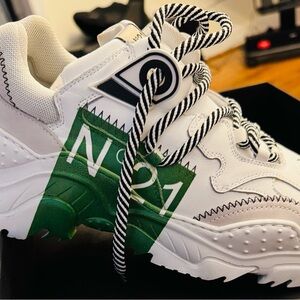 Kids White and Green Sneakers